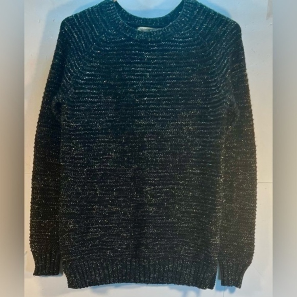 FADED GLORY  WOMENS BLACK SPARKLING CREW NECK SWEATER SIZE SMALL (4-6)